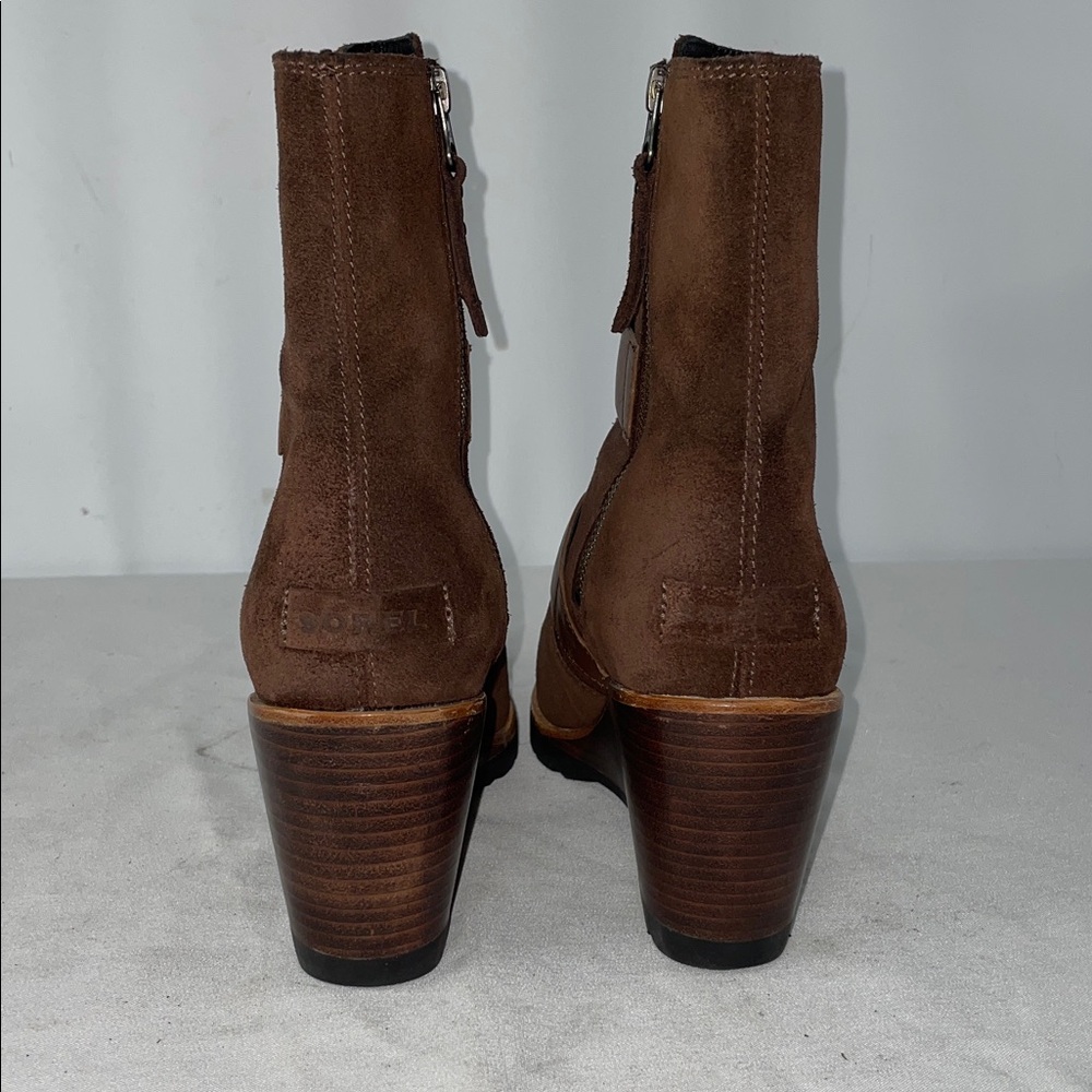 SOREL AFTER HOURS WEDGE BOOT IN BROWN SUEDE FTL-10-274 - Picture 4 of 11